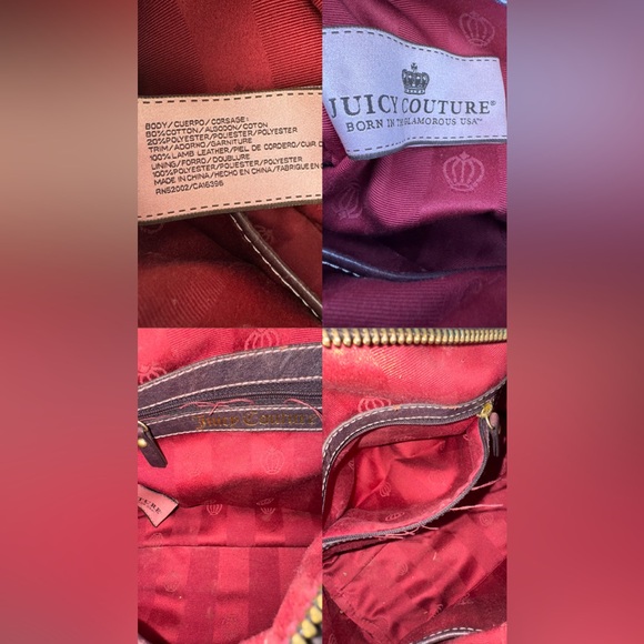 Vintage Juicy Couture Purple Velvet And Lamb Leather Royal Handbag Purse Y2K 90s - Picture 16 of 16